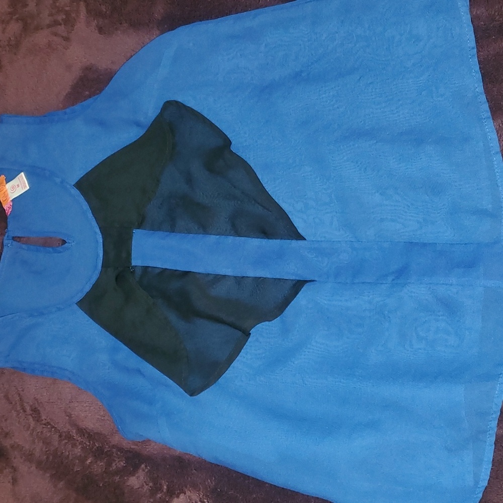 Sheer blue and black top